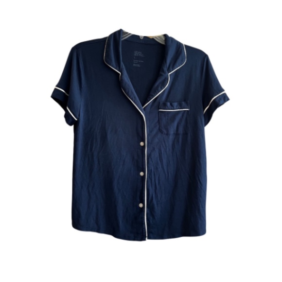 Stars Above Navy Pajama Set with White Trim - Picture 2 of 4